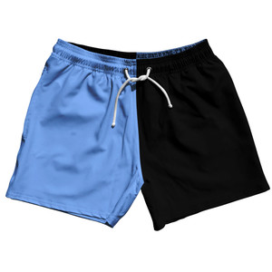 Blue Carolina And Black Quad Color 5" Swim Shorts Made In USA - Blue Carolina And Black Blue Carolina And Black Quad Color 5" Swim Shorts Made In USA - Blue Carolina And Black