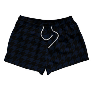 Blue Navy And Black Houndstooth 2.5" Swim Shorts Made In USA - Blue Navy And Black Blue Navy And Black Houndstooth 2.5" Swim Shorts Made In USA - Blue Navy And Black