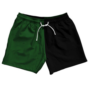Green Hunter And Black Quad Color 5" Swim Shorts Made In USA - Green Hunter And Black Green Hunter And Black Quad Color 5" Swim Shorts Made In USA - Green Hunter And Black