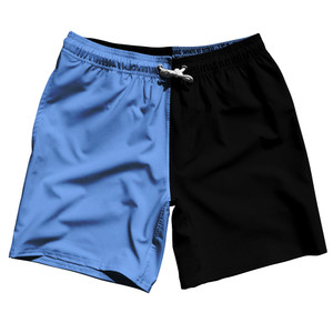 Blue Carolina And Black Quad Color Swim Shorts 7" Made In USA - Blue Carolina And Black Blue Carolina And Black Quad Color Swim Shorts 7" Made In USA - Blue Carolina And Black