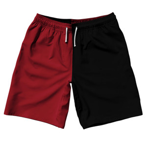 Red Cardinal And Black Quad Color 10" Swim Shorts Made In USA - Red Cardinal And Black Red Cardinal And Black Quad Color 10" Swim Shorts Made In USA - Red Cardinal And Black