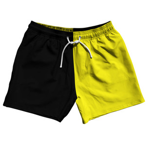 Black And Yellow Quad Color 5" Swim Shorts Made In USA - Black And Yellow Black And Yellow Quad Color 5" Swim Shorts Made In USA - Black And Yellow
