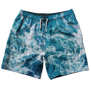 The Wipe Outs Swim Shorts 7.5" - Blue White The Wipe Outs Swim Shorts 7.5" - Blue White
