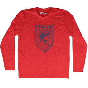 Italy Italia David Art Adult Tri-Blend Long Sleeve T-shirt - Athletic Red