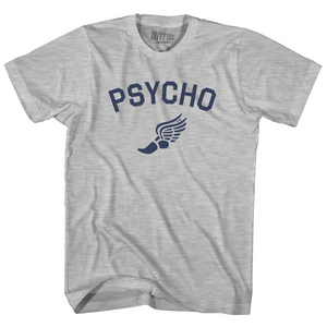Psycho Running Track Winged Foot Womens Cotton Junior Cut T-Shirt - Grey Heather Psycho Running Track Winged Foot Womens Cotton Junior Cut T-Shirt - Grey Heather