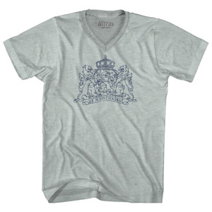 Nederland Coat Of Arms Adult Tri-Blend V-neck T-shirt - Athletic Cool Grey Nederland Coat Of Arms Adult Tri-Blend V-neck T-shirt - Athletic Cool Grey