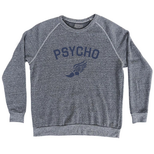 Psycho Running Track Winged Foot Adult Tri-Blend Sweatshirt - Athletic Grey Psycho Running Track Winged Foot Adult Tri-Blend Sweatshirt - Athletic Grey