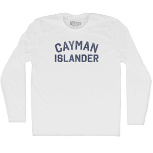 Cayman Islander Adult Cotton Long Sleeve T-shirt - White Cayman Islander Adult Cotton Long Sleeve T-shirt - White