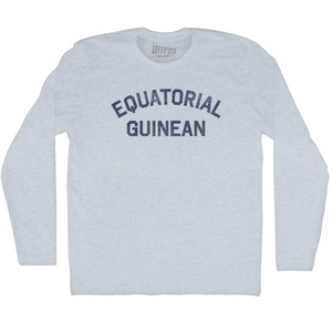 Equatorial Guinean Adult Tri-Blend Long Sleeve T-shirt - Athletic White Equatorial Guinean Adult Tri-Blend Long Sleeve T-shirt - Athletic White