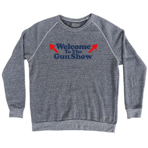 Welcome To The Gun Dhow Adult Tri-Blend Sweatshirt Athletic Grey