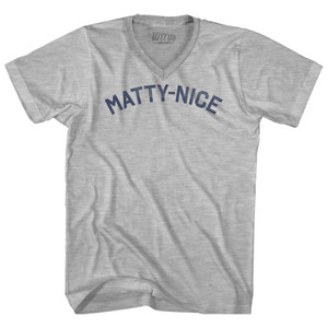 Matty-Nice Adult Cotton V-neck T-shirt - Grey Heather
