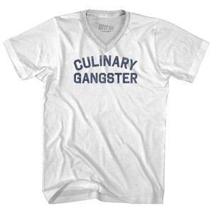 Culinary Gangster Adult Tri-Blend V-neck T-shirt - White