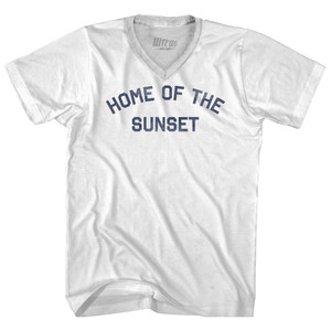 Home Of The Sunset Adult Tri-Blend V-neck T-shirt - White