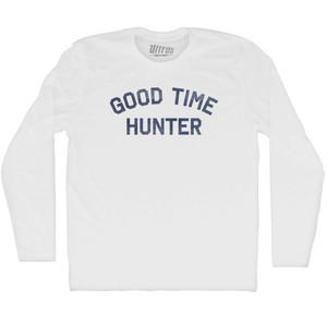 Good Time Hunter Adult Cotton Long Sleeve T-shirt - White