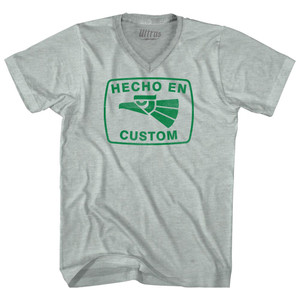 Custom Hecho En Adult Tri-Blend V-neck T-shirt - Athletic Cool Grey Custom Hecho En Adult Tri-Blend V-neck T-shirt - Athletic Cool Grey