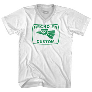 Custom Hecho En Adult Tri-Blend V-neck T-shirt - White Custom Hecho En Adult Tri-Blend V-neck T-shirt - White