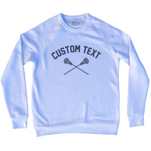 Custom Text Crossed Lacrosse Sticks Adult Tri-Blend Sweatshirt - White Custom Text Crossed Lacrosse Sticks Adult Tri-Blend Sweatshirt - White