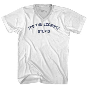 It's The Economy Stupid Adult Tri-Blend V-neck T-shirt - White