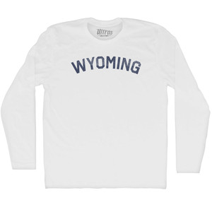 Wyoming Adult Cotton Long Sleeve T-shirt - White