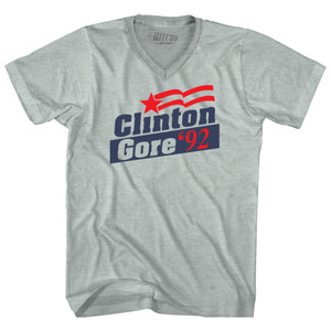 Clinton Gore 92 Election Adult Tri-Blend V-neck T-shirt - Athletic Cool Grey Clinton Gore 92 Election Adult Tri-Blend V-neck T-shirt - Athletic Cool Grey