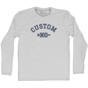 Custom Cross Country XC Adult Cotton Long Sleeve T-shirt - Grey Heather Custom Cross Country XC Adult Cotton Long Sleeve T-shirt - Grey Heather
