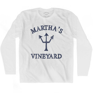 Massachusetts Martha's Vineyard Trident Adult Cotton Long Sleeve T-Shirt by Life on the Strand