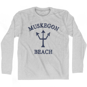 Michigan Muskegon Beach Trident Adult Cotton Long Sleeve T-Shirt by Life on the Strand Michigan Muskegon Beach Trident Adult Cotton Long Sleeve T-Shirt by Life on the Strand