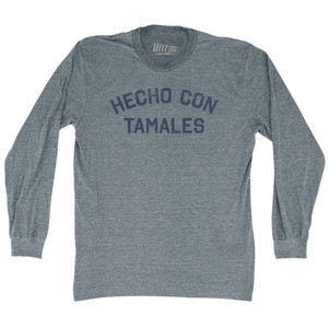 Hecho Con Tamales Adult Tri-Blend Long Sleeve T-shirt - Athletic Grey Hecho Con Tamales Adult Tri-Blend Long Sleeve T-shirt - Athletic Grey