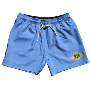 Delaware US State Flag 5" Swim Shorts Made in USA - Light Blue Delaware US State Flag 5" Swim Shorts Made in USA - Light Blue