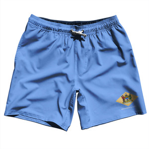 Delaware US State Flag Swim Shorts 7" Made in USA - Light Blue Delaware US State Flag Swim Shorts 7" Made in USA - Light Blue