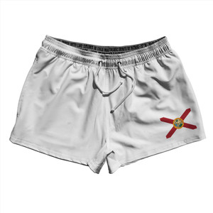 Florida US State Flag 2.5" Swim Shorts Made in USA - White Florida US State Flag 2.5" Swim Shorts Made in USA - White