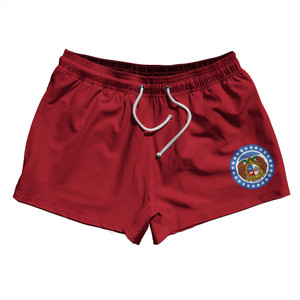 Missouri US State Flag 2.5" Swim Shorts Made in USA - Red