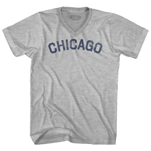 Chicago Adult Cotton V-neck T-shirt - Grey Heather