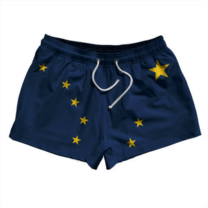Alaska US State Flag 2.5" Swim Shorts Made in USA - Navy Alaska US State Flag 2.5" Swim Shorts Made in USA - Navy
