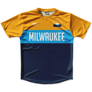 Milwaukee Finish Line Running Shirt Track Cross Made In USA - Yellow Navy Milwaukee Finish Line Running Shirt Track Cross Made In USA - Yellow Navy