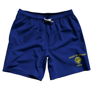 Oregon US State Flag Swim Shorts 7" Made in USA - Navy Oregon US State Flag Swim Shorts 7" Made in USA - Navy
