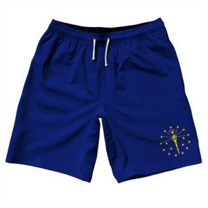 Indiana US State Flag 10" Swim Shorts Made in USA - Navy Indiana US State Flag 10" Swim Shorts Made in USA - Navy