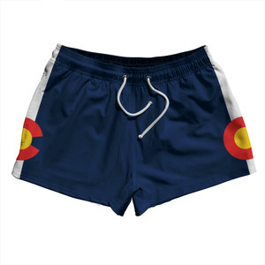 Colorado US State Flag 2.5" Swim Shorts Made in USA - Navy Colorado US State Flag 2.5" Swim Shorts Made in USA - Navy