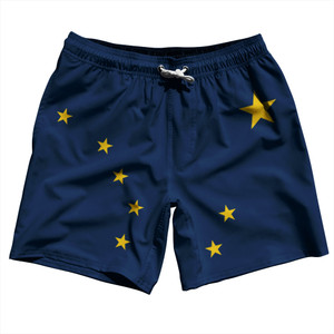 Alaska US State Flag Swim Shorts 7" Made in USA - Navy Alaska US State Flag Swim Shorts 7" Made in USA - Navy