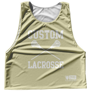 Custom Lacrosse Vegas Gold and White Reversible Lacrosse Pinnie Custom Lacrosse Vegas Gold and White Reversible Lacrosse Pinnie
