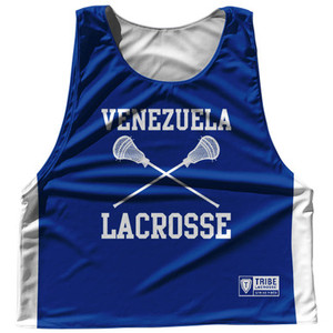 Venezuela Country Nations Crossed Sticks Reversible Lacrosse Pinnie Made In USA - Navy & White Venezuela Country Nations Crossed Sticks Reversible Lacrosse Pinnie Made In USA - Navy & White