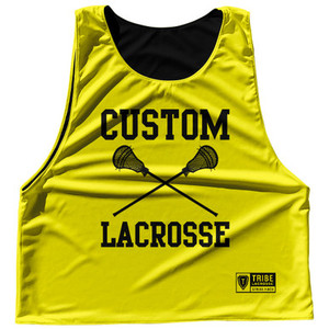 Custom Lacrosse Yellow Bright and Black Reversible Lacrosse Pinnie