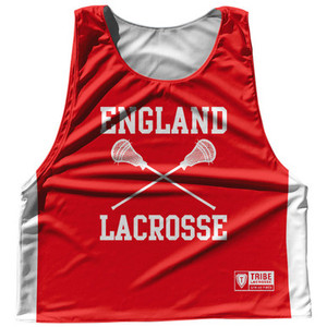 England Country Nations Crossed Sticks Reversible Lacrosse Pinnie Made In USA - Red & White England Country Nations Crossed Sticks Reversible Lacrosse Pinnie Made In USA - Red & White
