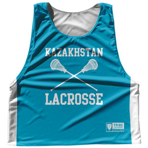 Kazakhstan Country Nations Crossed Sticks Reversible Lacrosse Pinnie Made In USA - Blue & White Kazakhstan Country Nations Crossed Sticks Reversible Lacrosse Pinnie Made In USA - Blue & White