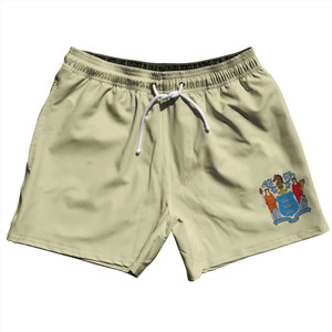 New Jersey US State Flag 5" Swim Shorts Made in USA - Cream New Jersey US State Flag 5" Swim Shorts Made in USA - Cream