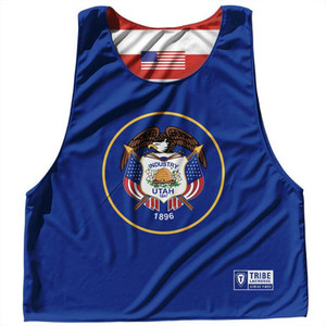 Utah State Flag and American Flag Reversible Lacrosse Pinnie Made In USA - Royal Blue Utah State Flag and American Flag Reversible Lacrosse Pinnie Made In USA - Royal Blue