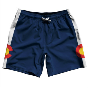 Colorado US State Flag Swim Shorts 7" Made in USA - Navy Colorado US State Flag Swim Shorts 7" Made in USA - Navy