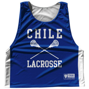 Chile Country Nations Crossed Sticks Reversible Lacrosse Pinnie Made In USA - Royal & White Chile Country Nations Crossed Sticks Reversible Lacrosse Pinnie Made In USA - Royal & White