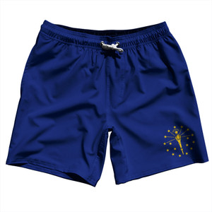 Indiana US State Flag Swim Shorts 7" Made in USA - Navy Indiana US State Flag Swim Shorts 7" Made in USA - Navy