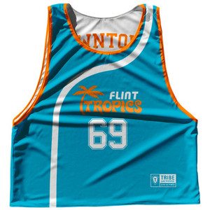 Flint Tropics Downtown 69 Blue Side Reversible Lacrosse Pinnie Made In USA - Blue